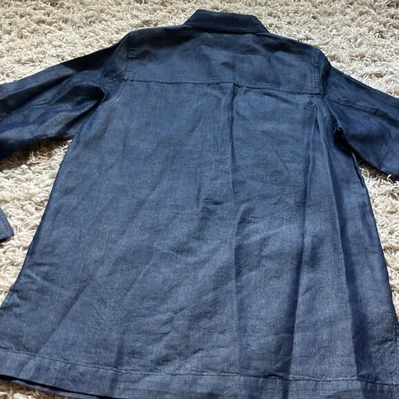 Michael Kors Blue Indigo Popover Chambray Placket Tunic Top Medium - Picture 10 of 11